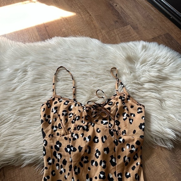 LULU’S Known To Be Wild Tan Leopard Print Satin Slip Dress - Picture 4 of 5